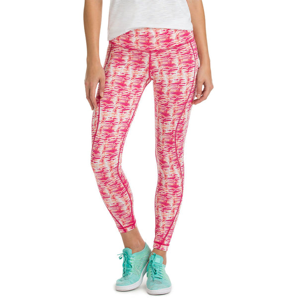 Vineyard Vines Watercolor Lines Printed Performance Legging Rhododendron