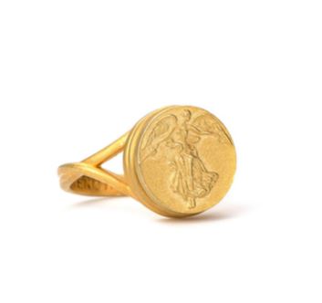 French Kande Swirl Ring With Lis Medallion Gold - 7