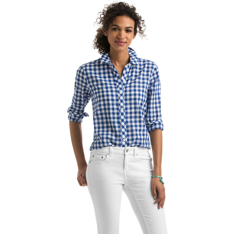 Vineyard Vines Blyden Gingham Relaxed Buttondown Royal Ocean