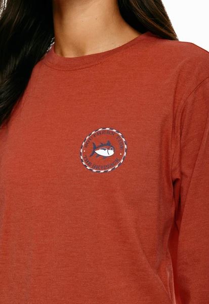 Southern Tide Medallion Skipjack Long Sleeve T-Shirt Heather Rogue Red