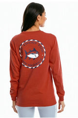 Southern Tide Medallion Skipjack Long Sleeve T-Shirt Heather Rogue Red