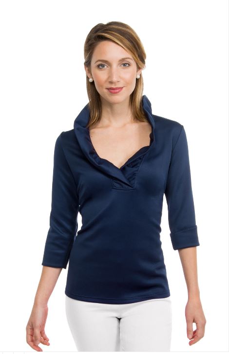 Gretchen Scott Ruffneck Top Navy