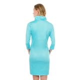 Gretchen Scott Ruffneck Jersey Dress Solid Turquoise