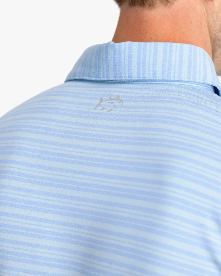 Southern Tide Ryder Heather Bombay Striped Polo Shirt Heather Boat Blue