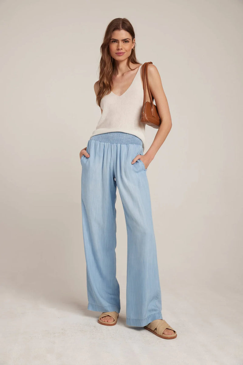 Bella Dahl Smocked Waist Wide Leg Pant Salt Spray Wash