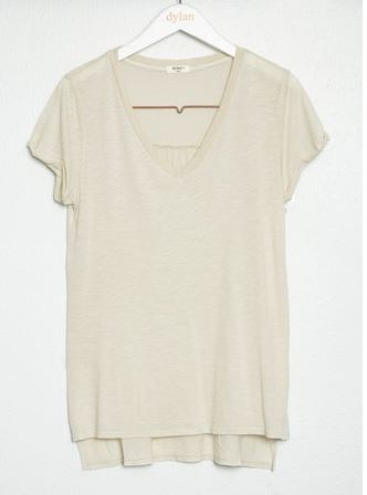 Dylan Burnout Soft Slub Short Sleeve V-Neck Tee Sand