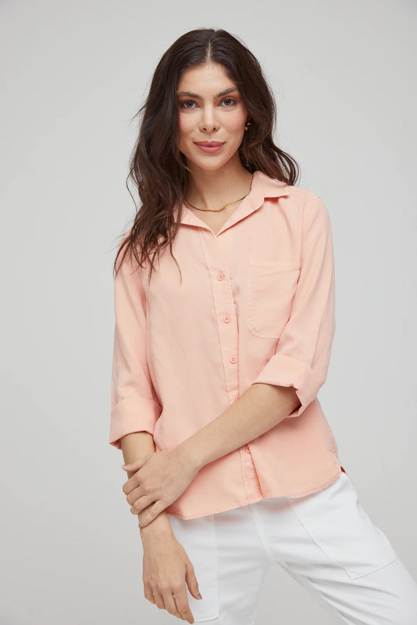 Bella Dahl Shirt Tail Button Down - Sunset Coral