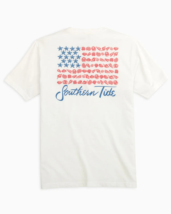 Southern Tide Short Sleeve Sea To Shining Sea Shell Tee Classic White