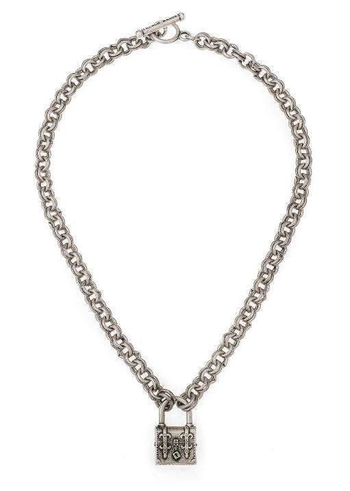 French Kande Silver Double Cable Chain with FK Lock