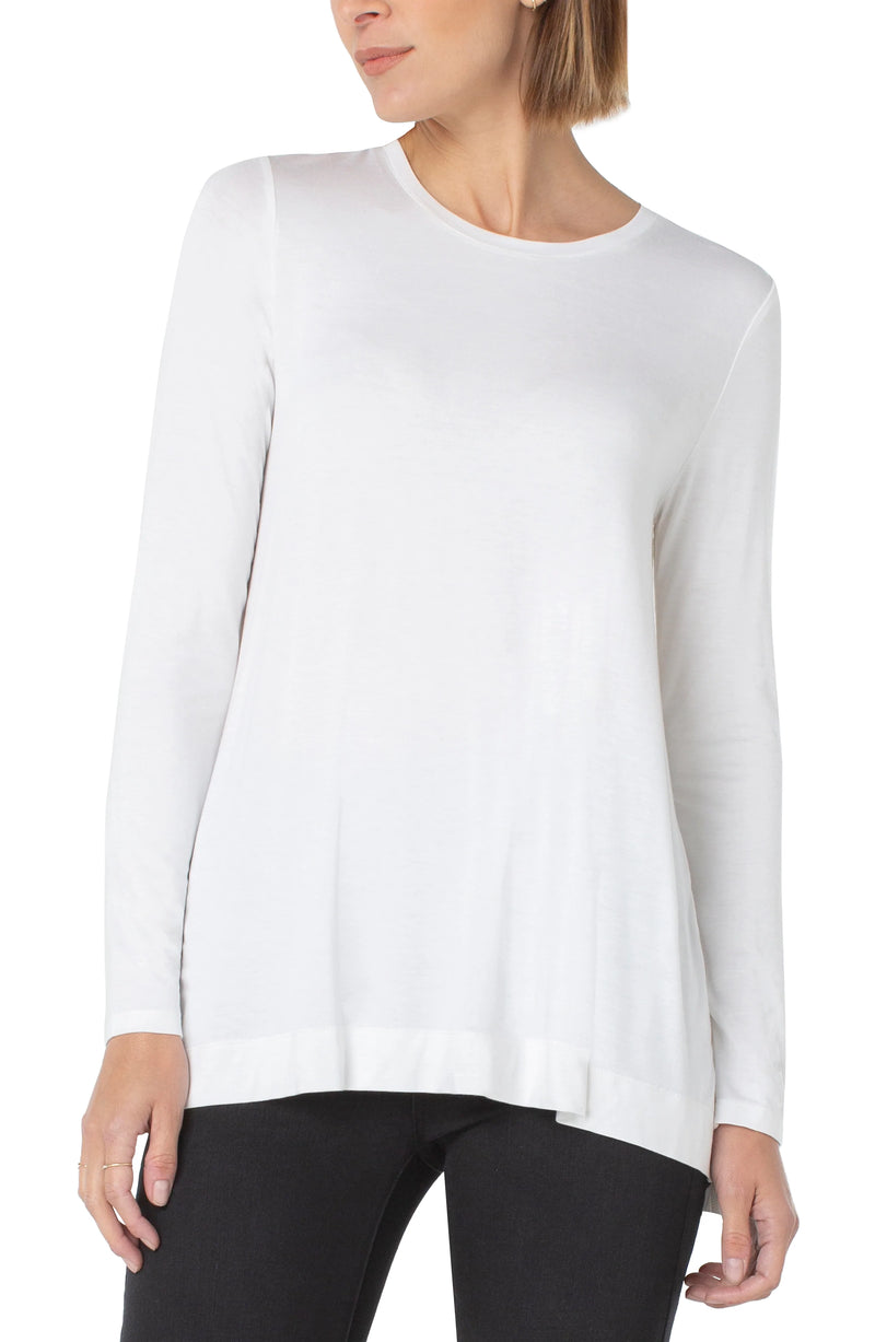 Liverpool Long Sleeve Scoop Neck Modal Knit Top Snow