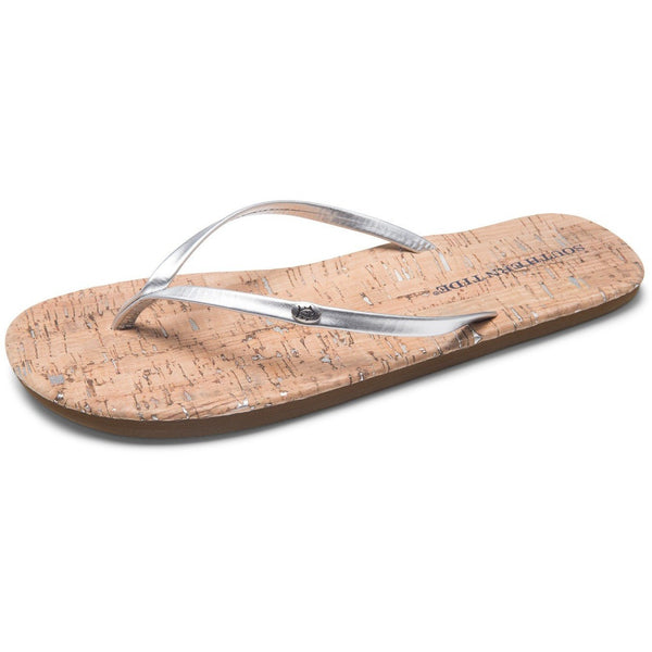 Southern Tide Promenade Cork Flip Flops Metallic Silver