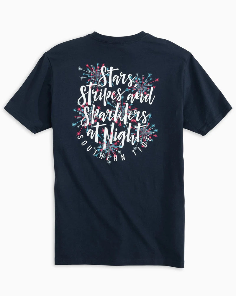 Southern Tide Short Sleeve Sparklers At Night Tee True Navy