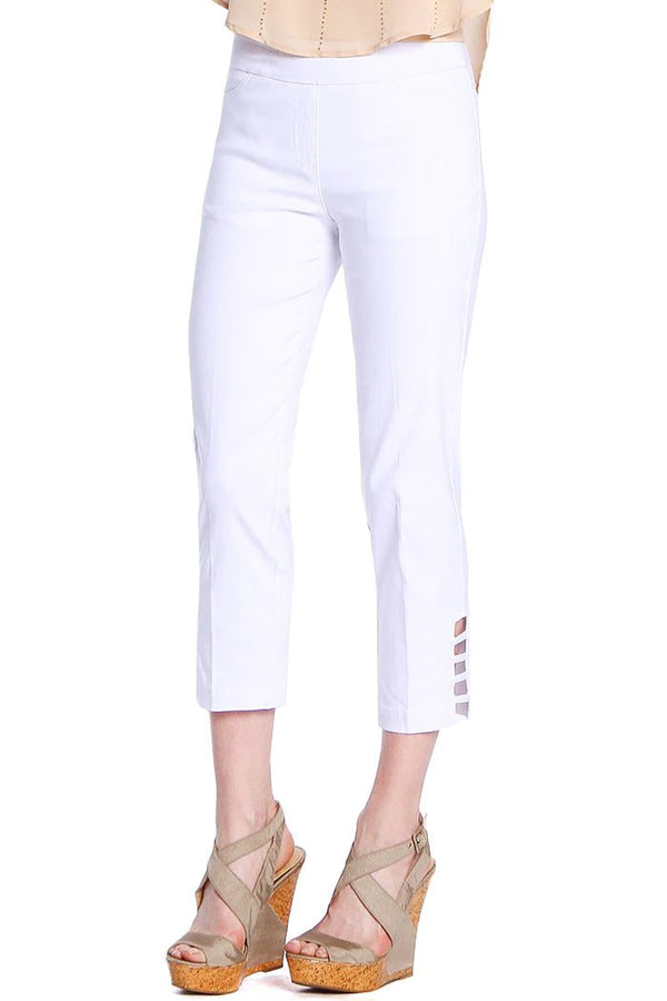 Slimsation Pull-On Crop Pant With Pockets & Strap Hem Vents White