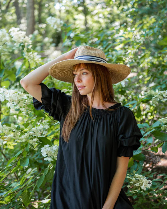 Mersea Sunshine Wide Brim Hat Navy/White