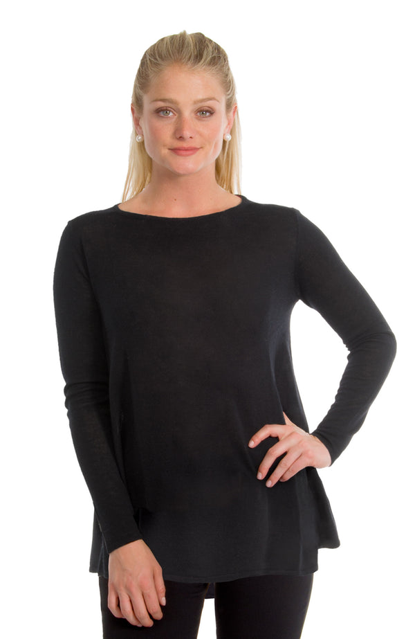 Gretchen Scott Cashmere-Like Swing Sweater Black