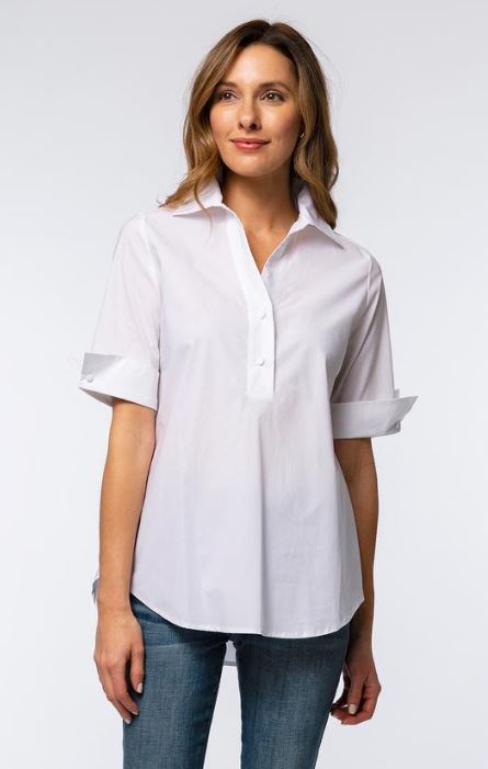 Tyler Boe Tracey Cotton Elbow Sleeve Blouse White