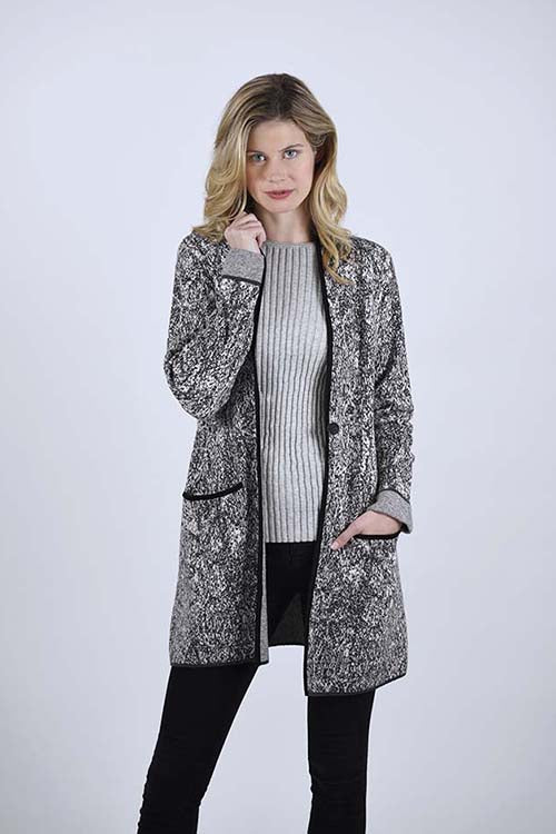 OST TESSY PATTERN SHAWL COLLAR COAT – DOUBLE SIDED