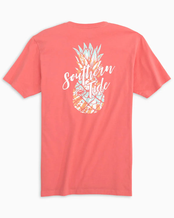 Southern Tide Short Sleeve Tie Dyed Pineapple T-Shirt Rouge Red