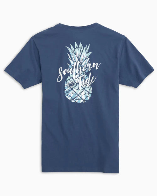 Southern Tide Short Sleeve Tie Dyed Pineapple T-Shirt Seven Seas Blue