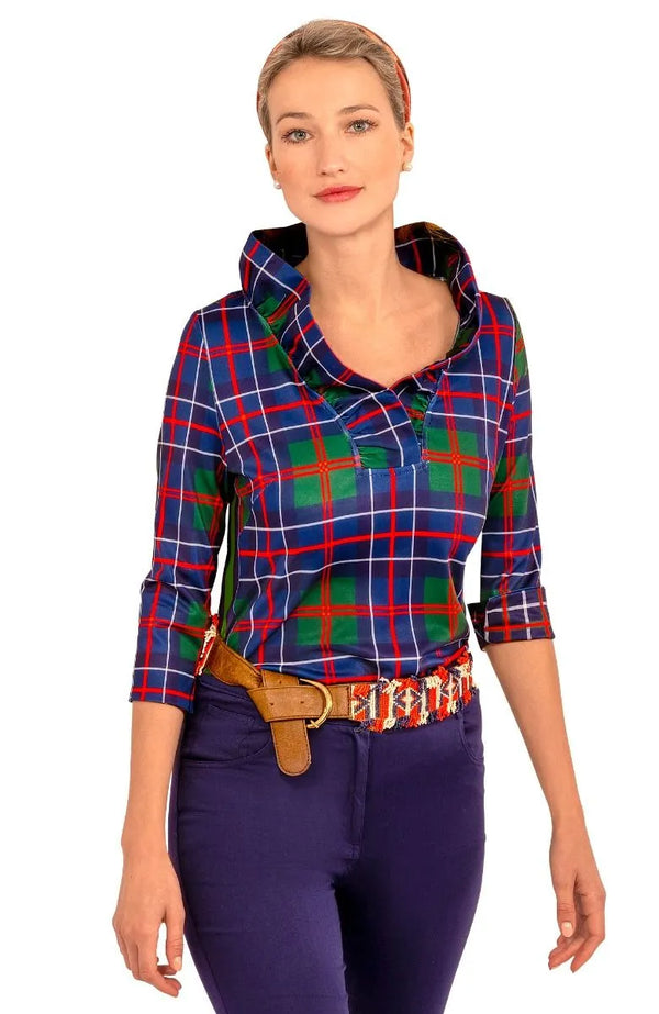 Gretchen Scott Ruffneck Top - Balmoral Plaid