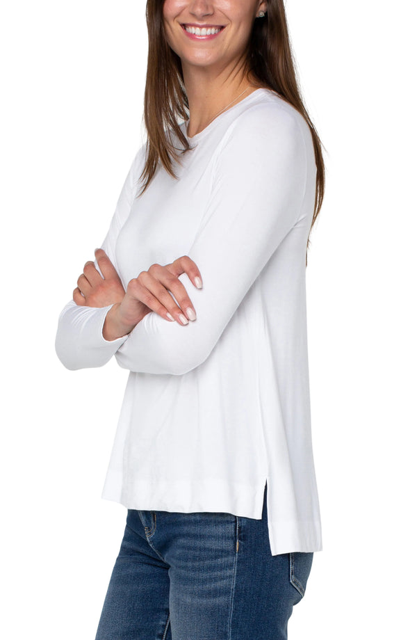 Liverpool Long Sleeve Scoop Neck Knit Top White