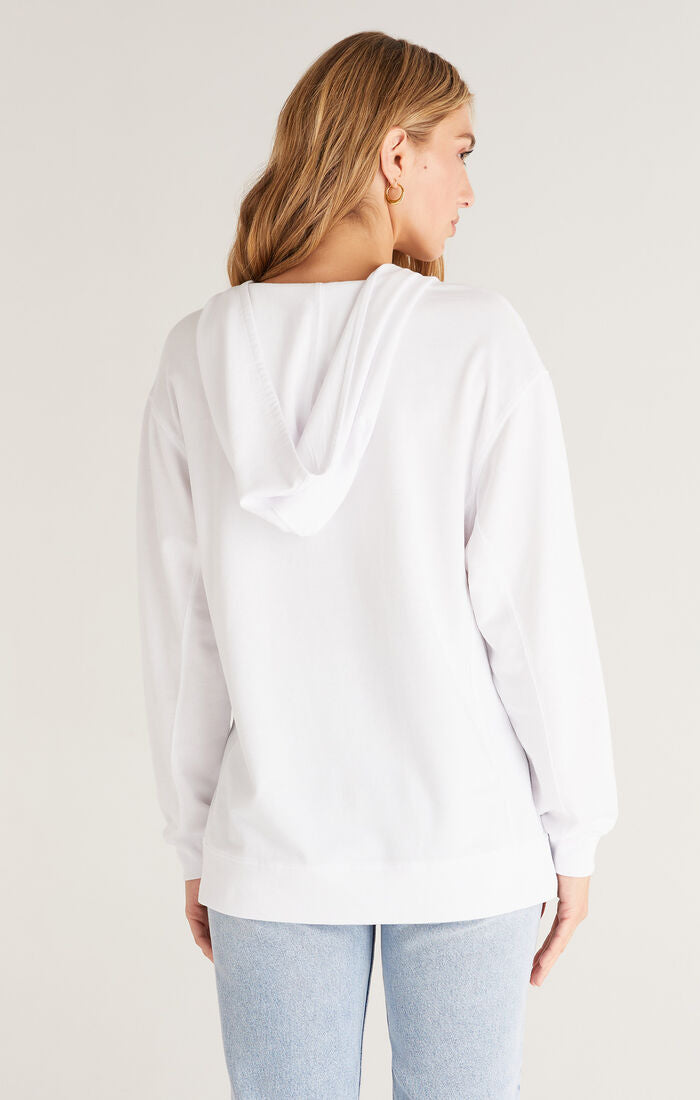 Z Supply V-Neck Hoodie Weekender White