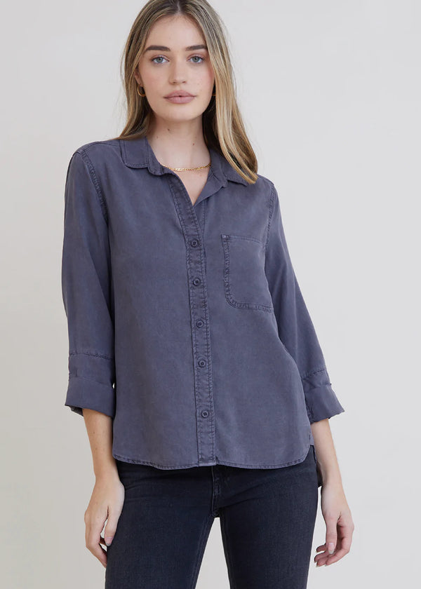 Bella Dahl Shirt Tail Button Down - Silver Storm