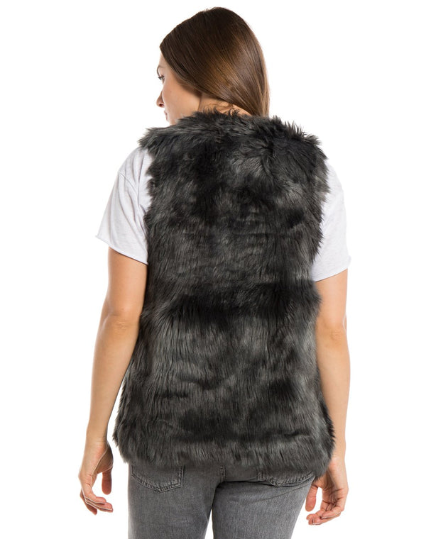 Dylan Melange Fur Vest Vintage Black