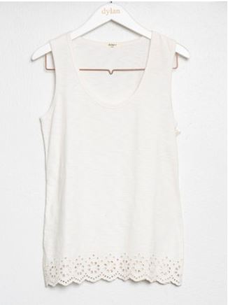 Dylan Tank With Embroidery Hem Vintage Natural