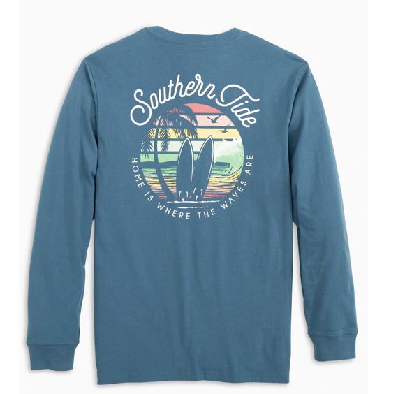 Southern Tide Where The Waves Are Long-Sleeve T-Shirt Blue Ridge