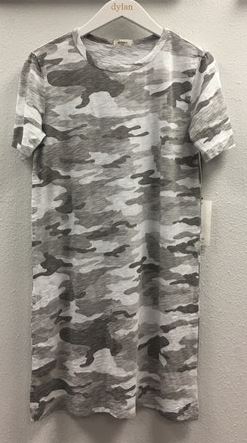 Dylan Camo Crew T-Shirt Dress White
