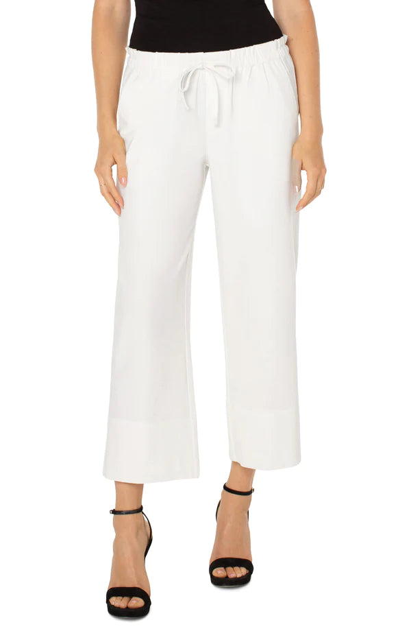 Liverpool Pull-On Tie Waist Wide Leg Ankle Pant Porcelain