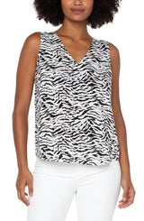 Liverpool Sleeveless Double V-Neck Woven Top GRPC Animal Print