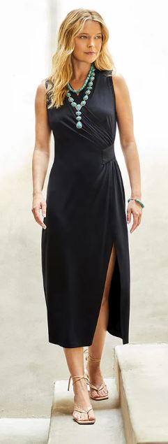 Karen Kane Faux Wrap Midi Dress Black
