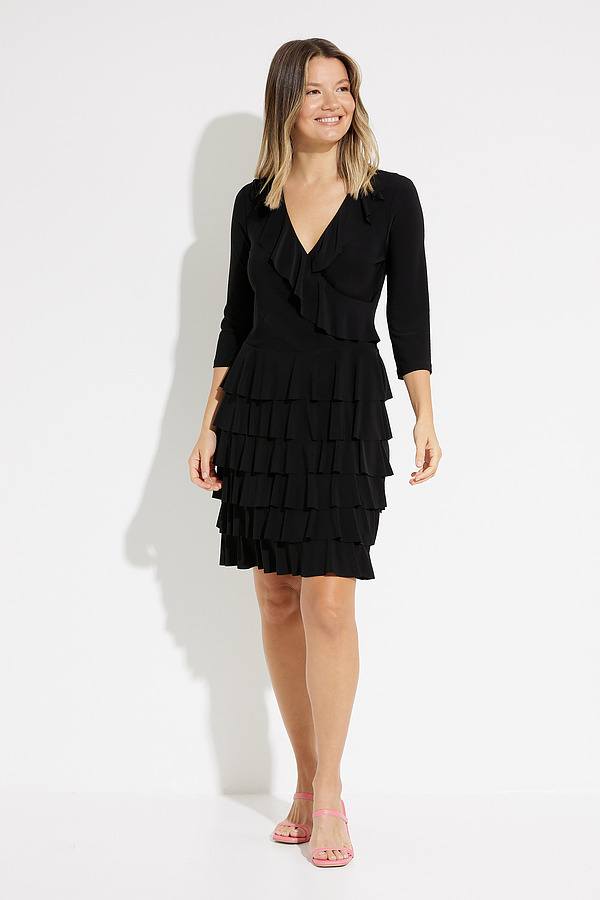 Joseph Ribkoff Ruffled Wrap Dress Style 231081 Black