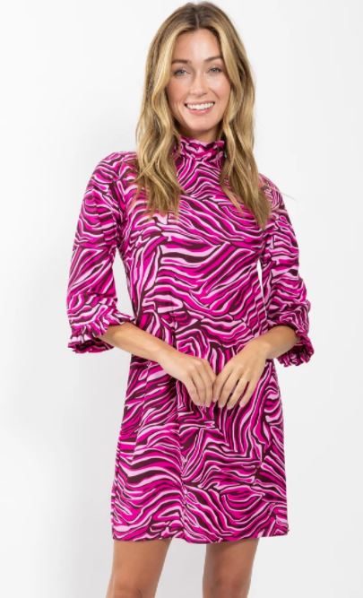 Jude Connally Ariella Dress Zebra Merlot